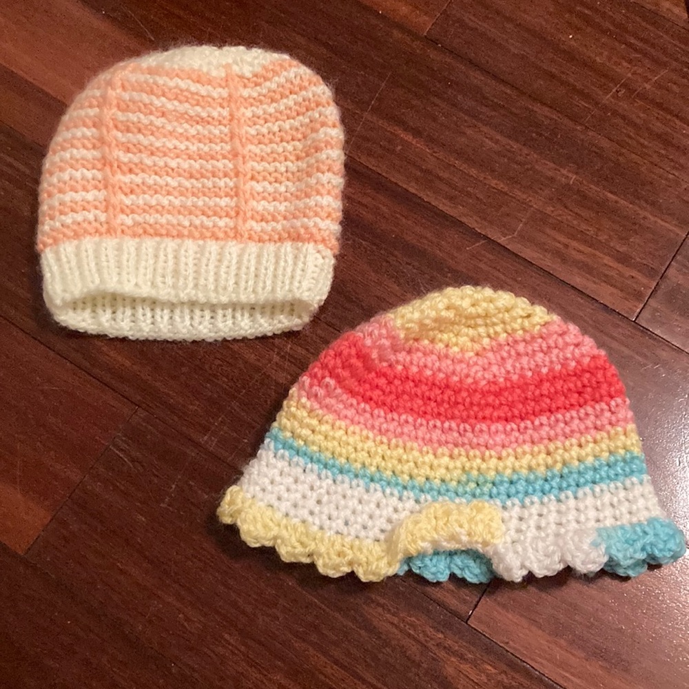Handmade Knit Newborn Baby Hats